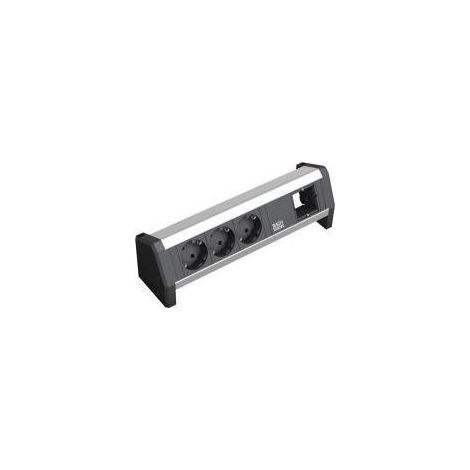 Bachmann multiprise de table noire avec 3 prises Schuko (1/3)