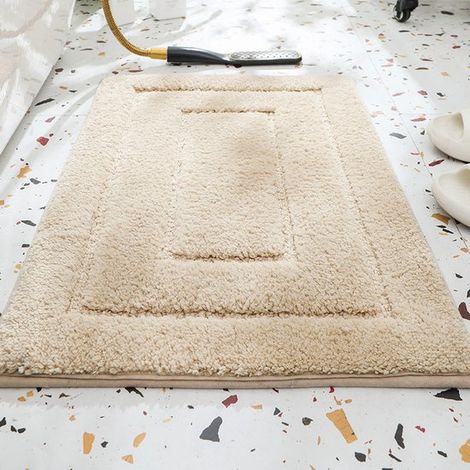 Tapis de bain - Tapis de douche pour salle de bain - Tapis de bain antidérapant - Microfibre - Kaki - 50 x 80 cm (1/5)