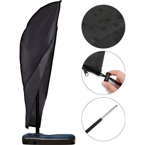 Parasol Protective Cover in 420D Oxford Waterproof UV Resistant Weatherproof with 3M Storage Bag, Protective Cover for Parasol 280 x 81/30/45cm (1/5)