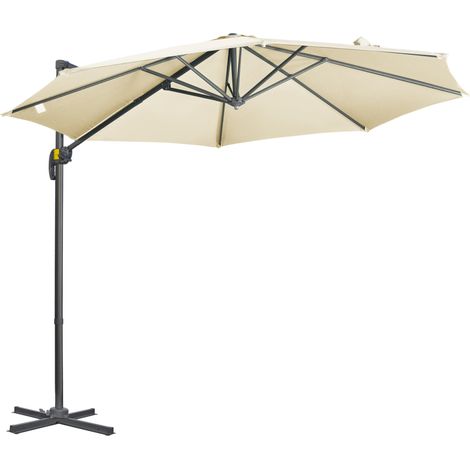 Ombrellone da Giardino Decentrato Ø294x248 cm in Alluminio Acciaio e Poliestere Bianco Crema (1/5)