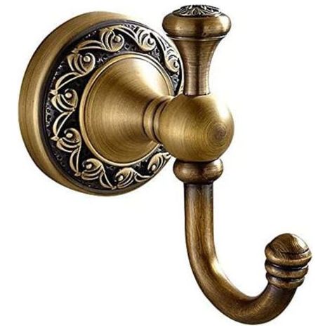Crochet porte-serviettes en laiton antique, crochets pour peignoirs de salle de bain, cintre mural rétro à porte simple pour vêtements (1/4)