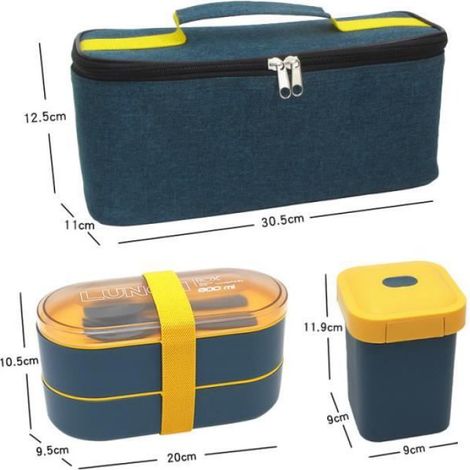 Lunch Box - Bento Isotherme - 800+500 ML - Hermétique - Portable - Pour Adulte Et Enfant - 1 Pièce (1/4)
