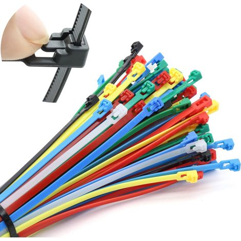 Collier de Serrage Plastique Réutilisables 300 x 4.8 mm, Attache Câble Colorées, Serre Câbles Nylon, Colliers Serre-Cable Résistant aux UV - Lot de 100 Pièces (1/5)