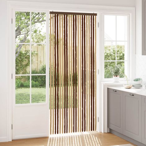 vidaXL Rideau anti-insectes en chenille Marron et beige 90 x 220 cm (1/5)