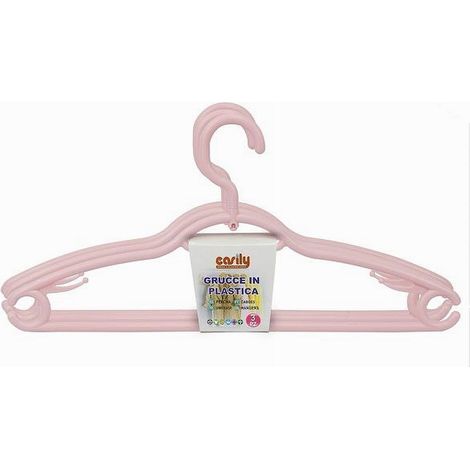 Trade Shop - SET MIT 3 KUNSTSTOFF-KLEIDERBÜGELN KLEIDERBÜGEL HOSEN JACKEN ROSA 79333 - (1/2)