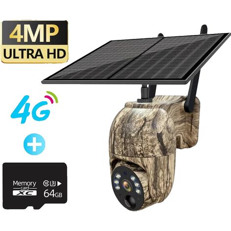 Cámara de seguridad, alimentada por energía solar, conectividad 4G, tarjeta 4G de 64 GB, enchufe EU-b. (1/2)