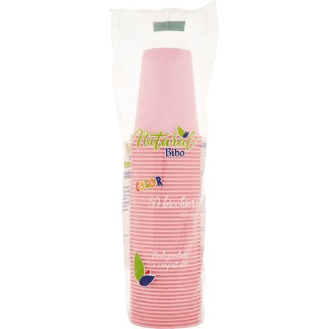 MAURY'S BIOPLASTIC BICCHIERI 200 ML 50 PEZZI IN COLORAZIONE ROSA