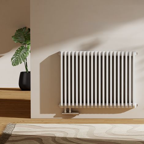 EMKE Heizkörper 60x84cm 1383W Design-Heizkörper Badheizkörper Wandheizkörper Seitenanschluss Doppellagig D-Rohr Strahlend weiß