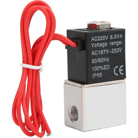Électrovanne à action directe pour eau, air et huile, corps en alliage d'aluminium, 220 V CA (G1/8 po) (1/5)
