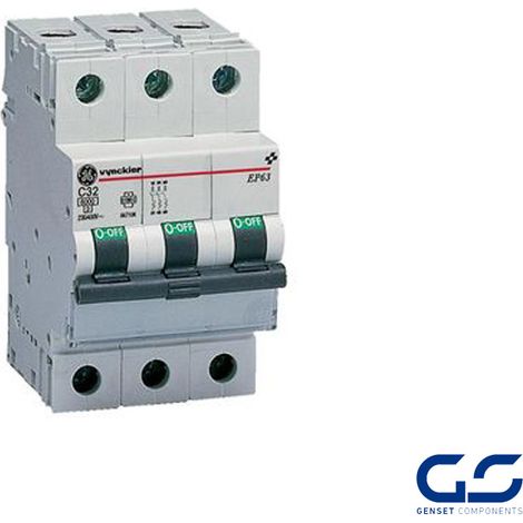 Interruptor Magnetotérmico 3P 32A curva B 6KA General Electric 672176 EAN 541365672176