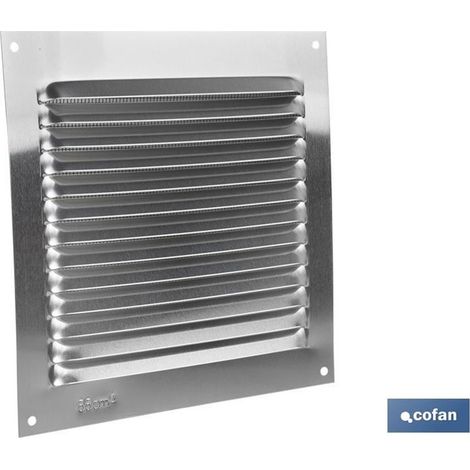 Grille de ventilation en aluminium avec moustiquaire intégrée, 15 x 15 cm et 0,6 mm d'épaisseur