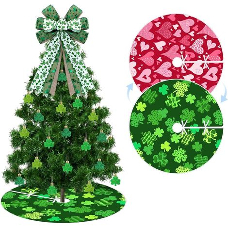 Arbre Skirt - Double Face - Fête Des Amoureux Et Saint-Patrick - Protection Sol Pour Arbre De Noël - Diamètre 100 Cm - 1 Pièce (1/5)