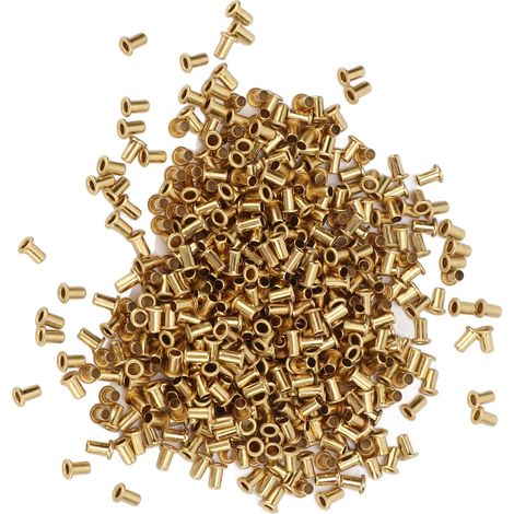 Lot de 500 rivets creux en laiton décoratifs à trou traversant, excellente résistance à la corrosion, boucles à œillet pneumatiques en cuivre ( (1/5)