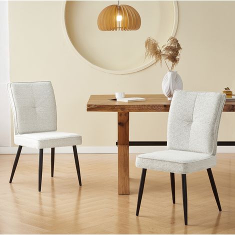 Set mit 2 Esszimmerstühlen mit Metallgestell, gebrochenes Weiß (1/5)