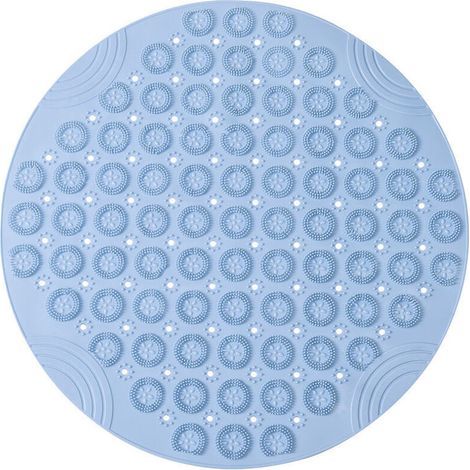 30x30cm PVC Tapis de Bain de Massage Rond Tapis Douche Antidérapant Tapis de Salle de Bain Antibactérien Tapis de Douche Lavable en Machine Tapis de Baignoire avec Trous de Drainage et Ventouses,bleu (1/4)