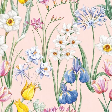 Tovaglioli primaverili colorati con motivo FIORI 33x33 cm, 20 pezzi.
