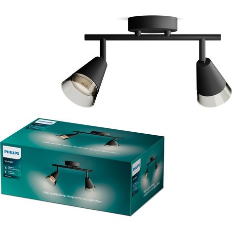 Philips Cleft Foco de superficie con 2 puntos de luz (Negro) - Casquillo GU10 (1/5)