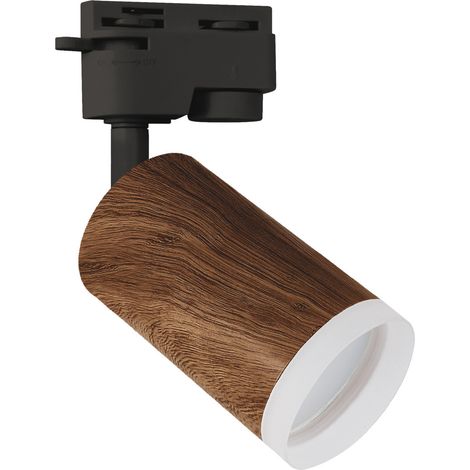 Projecteur sur rail monophasé scandinave en bois foncé ZADRA Struhm GU10 35 W orientable IP20 (1/2)