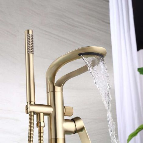 Mitigeur de Baignoire sur Pied Doré Stim – Cascade & Douchette à Main (1/5)