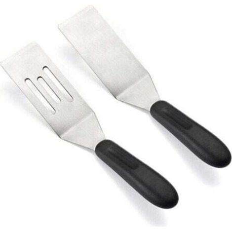 BEBUSINGOTO Set mit 2 kleinen Pfannenwendern, Mini-Pfannenwendern zum Wenden, Kochen und Backen, Metallspatel zum Servieren und Wenden, kleiner Edelstahlspatel für Steaks, Pfannkuchen, Brownies (1/4)