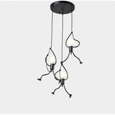 Suspension 3 lumières en fer style dessin animé, suspension personnalisée pour salon, décoration de magasin, blanc chaud (1/5)