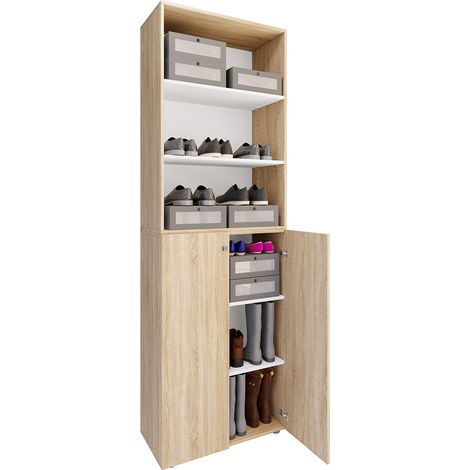 XL Wood Grande armoire à chaussures Lona 6 220x70x40 - VCM (1/3)