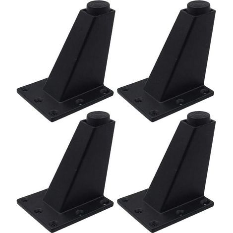 Lot de 4 Pieds de meubles, Pieds triangulaires réglables de meubles de cuisine de jambes de meubles d'alliage d'aluminium,Facile à installer, belle mode,couleurs noir et blanc en option (Noir,8cm) (1/5)