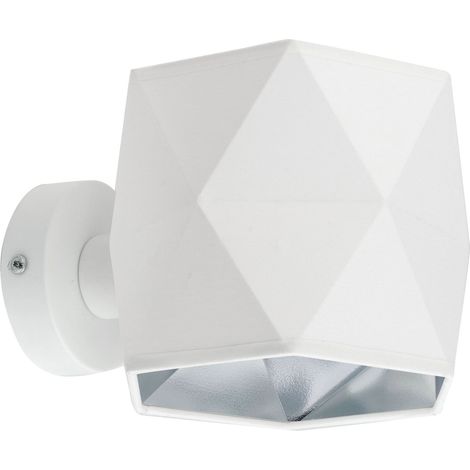 Up Down Wandlampe Stoff Weiß Silber H: 14 cm E27 Modern Wohnzimmer Flur Wandleuchte (1/3)