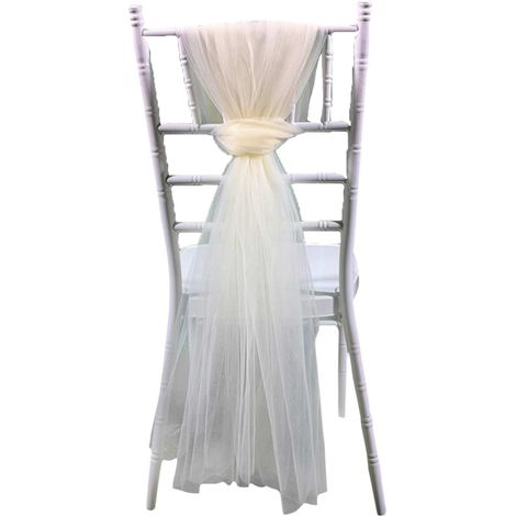 Décoration de dossier de chaise de mariage en gaze, fil de maille, décor pour htels, Banquets, blanc lait (1/5)