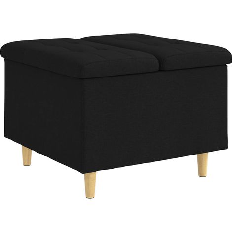 vidaXL Storage Ottoman with Cushion Black 60 x 60 x 45 cm Fabric