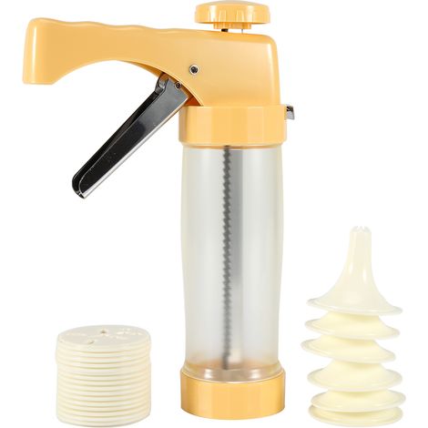 Kit De Découpe Et Décoration Pour Biscuits - Piston À Pression - 16 Emporte-Pièces + 6 Douilles - Jaune - 1 Pièce (1/5)