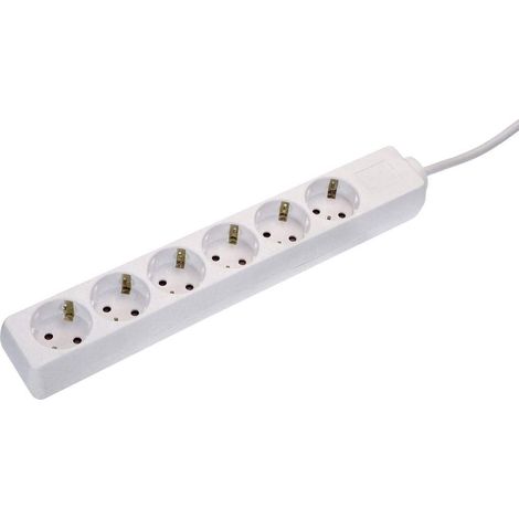 Rallonge multiprise 6 prises Intérieur IP20 Câble blanc 3m H05VVF 3G1,5 (1/2)