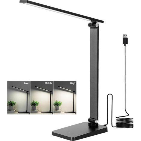 Wiederaufladbare LED-Schreibtischlampe mit Touch-Bedienung, dimmbar, für Zuhause, Büro und Schlafzimmer, Akkuversion (1/5)