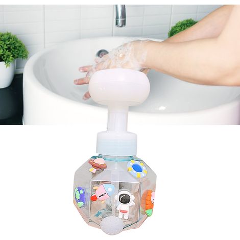 Flacon-pompe distributeur de savon, flacons-pompes en plastique rechargeables, flacons-pompes vides à large ouverture pour lotion, shampoing, astronaute (1/5)