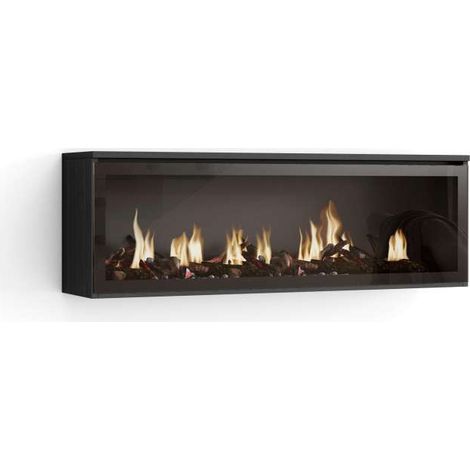 Mueble TV Adamuz de 107x38x25 cm con chimenea eléctrica y luces LED, color negro (1/4)