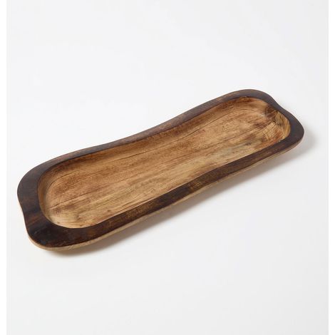 HOMESCAPES Mango Wood Dough Bowl – Natural Decorative Bowl (1/5)
