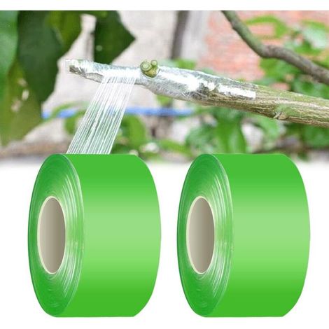2 Rouleaux Greffage Ruban 3cm X 100m Auto-Adhésif Ruban de Greffe Biodegradable Film a Greffer Extensible Bande de Greffage pour Greffage Pépinière Arbre Semis Fleurs (1/4)