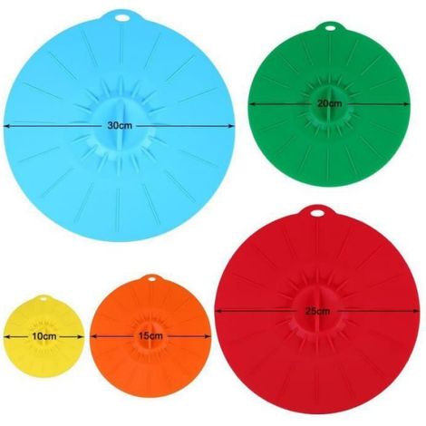 5PC couvercle en silicone Emballage plastique couverture Micro-ondes Réfrigérateur joint bol frais (1/2)