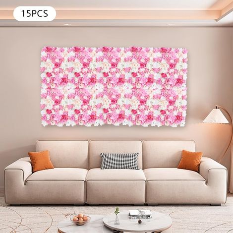 15 Stück Seidenblume Blumenwand Kunstblumen Deko, Künstliche Blume Rosenwand Wandhintergrund, Kunstrosen Kunstblumen Panel Blumenhintergrund für Garten Heimdekoration Hochzeit Hintergrund (1/5)