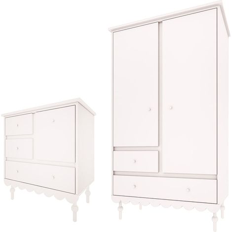 Armadio 2 ante 3 cassetti Babushka bianco 91cm (1/5)