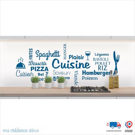 Crédence : Cuisine et repas 1 - Couleur Bleu signal - Alu composite - 120 - 60 (1/3)