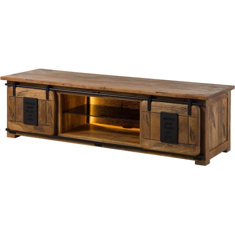 TV-Board Mango / Altholz 180x55x50 natur lackiert RAILWAY LUX 130