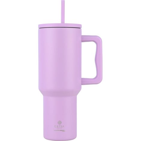 Taza térmica con pajita de 1200 ml, color lavanda/morado. (1/5)