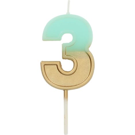 Bougie Retro Chiffre 3 Bleu Clair (1/3)