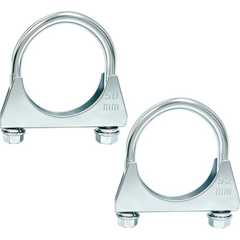 colliers échappement 52 mm et 50 mm, colliers de serrage en U, collier serrage à boulon, pour tuyaux d’échappement automobiles et motos (1/5)