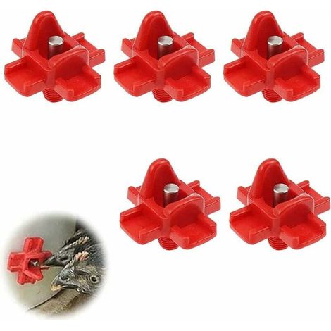 Lot de 5 Tétine pour volailles, Abreuvoir automatique en plastique PP, Bec acier inoxydable, Fixation latérale horizontale, Pour poulets et jardins (1/5)