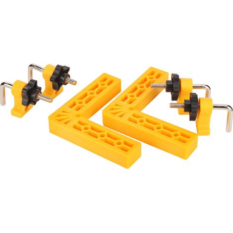Équerre de positionnement 140 mm ABS, pince de fixation à 90° avec échelle, kit d'outils pour le travail du bois, jaune (1/5)