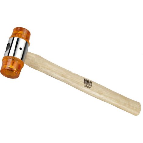 MARTEAU À BOUCHONS PVC 35 MM MANCHE EN BOIS ALYCO ORANGE