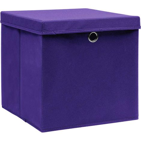 Maison Exclusive - Scatole Portaoggetti con Coperc4pz Viola 32x32x32cm Tessuto (1/5)