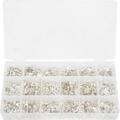 Coffret de 420 cosses à œil pour câble électrique, bornes à sertir à froid, connecteurs en boîte, kit de raccordement filaire. (1/5)